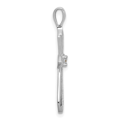 14k White Gold AA Diamond Passion Cross Pendant