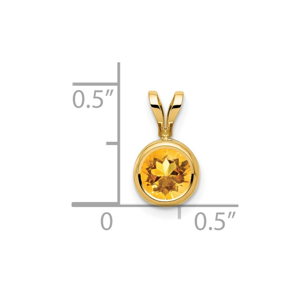 14k Yellow Gold 6mm Citrine bezel pendant