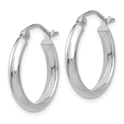 14k White Gold Polished Hoop Earring Gift for Women