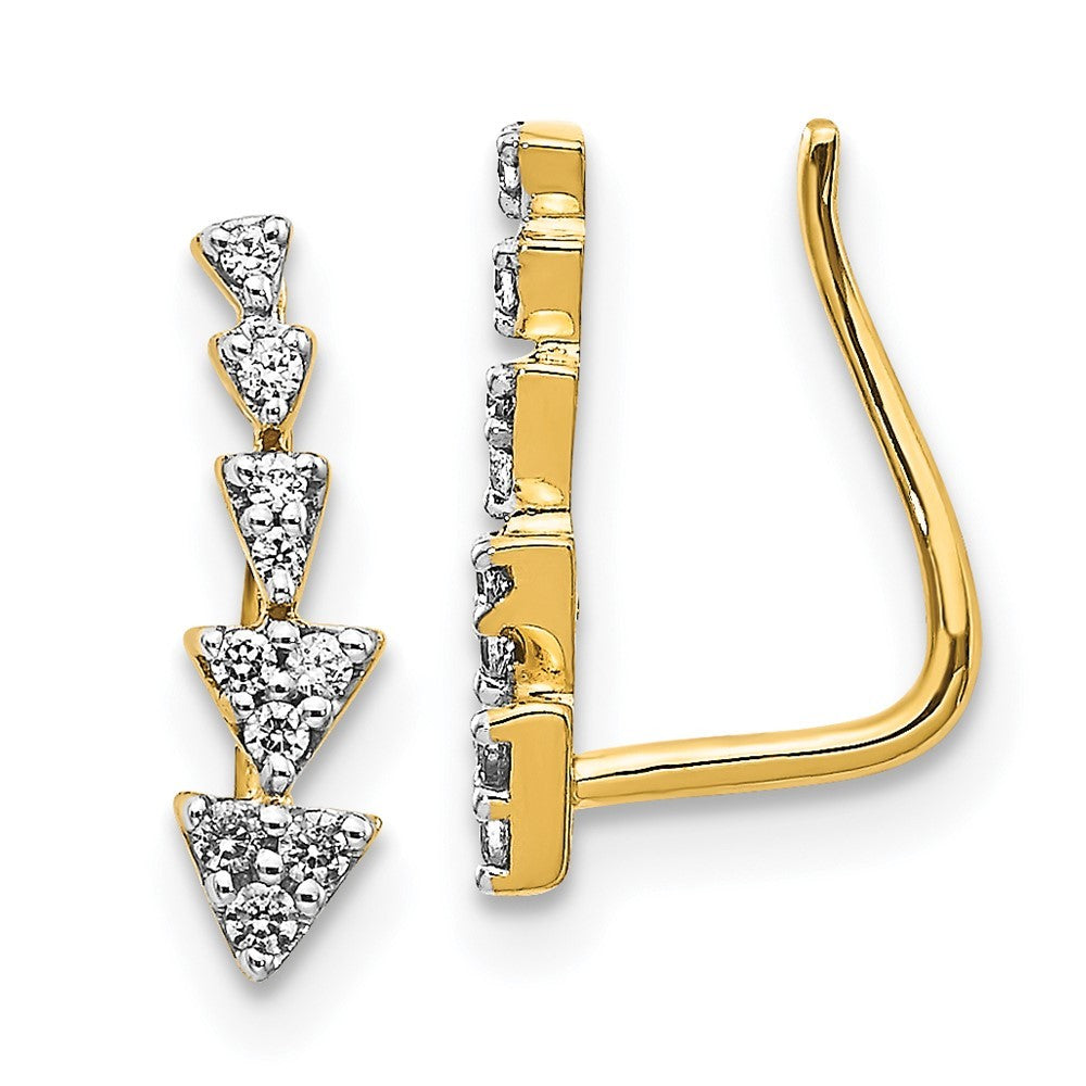 14k Yellow Gold Diamond Ear Climber Earrings
