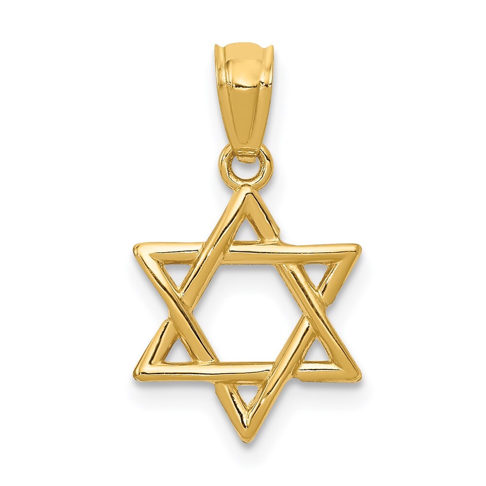 14k Yellow Gold Polished Star of David Pendant for Women
