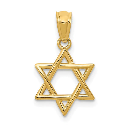 14k Yellow Gold Polished Star of David Pendant for Women