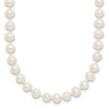 14k White Gold 5-6mm White Near Round Freshwater Cultured Pearl 24 inch Necklace