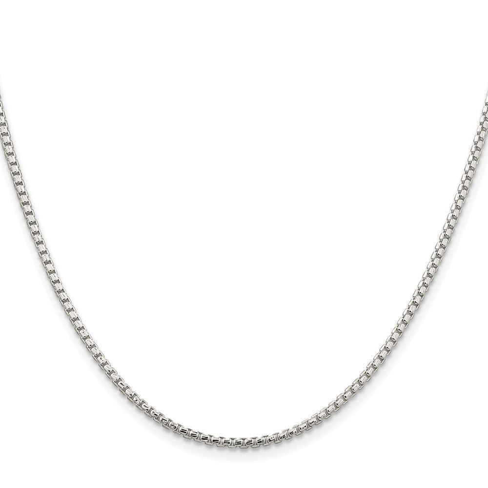 Sterling Silver Rhodium-plated 2mm Diamond-cut Round Box Chain Necklace