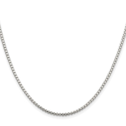 Sterling Silver Rhodium-plated 2mm Diamond-cut Round Box Chain Necklace