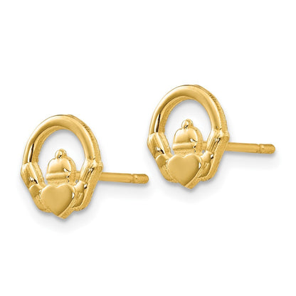 14k Yellow Gold Claddagh Earrings