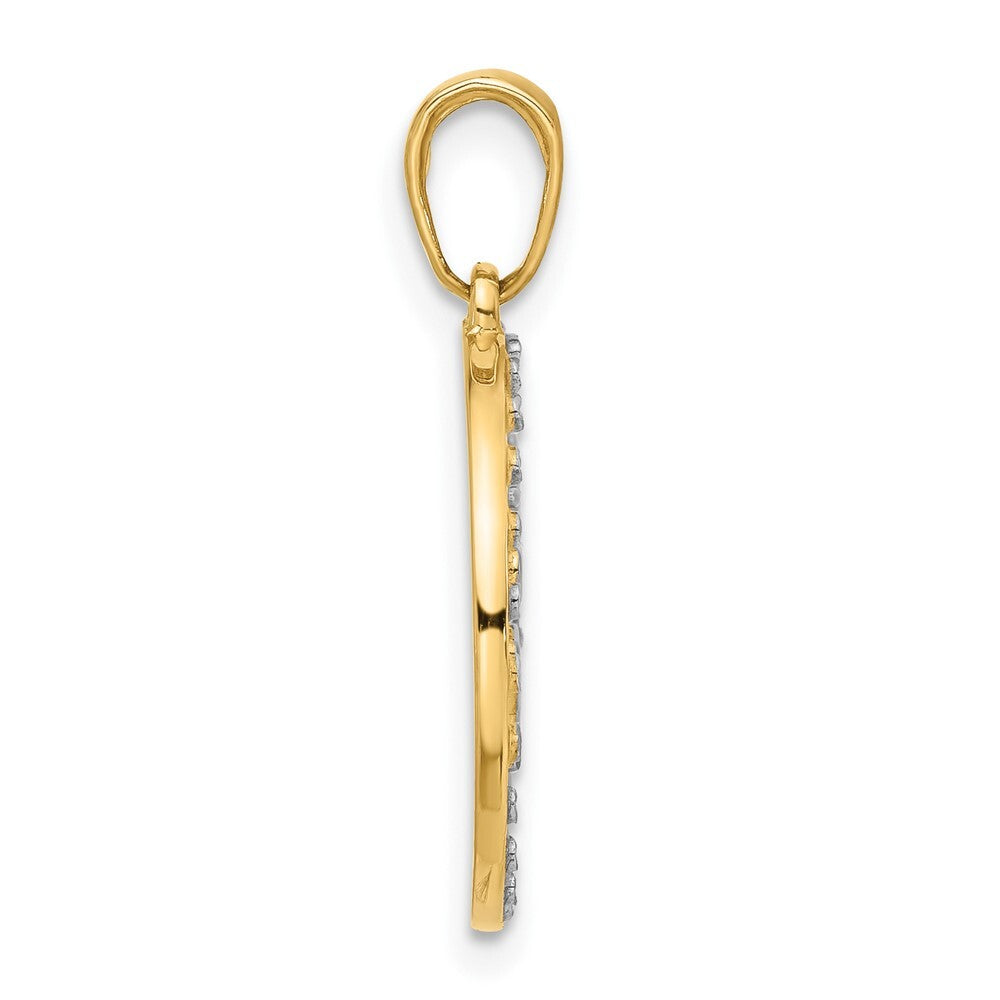 14k Yellow Gold and White Rhodium Diamond-Cut It's A Boy Pendant for Women