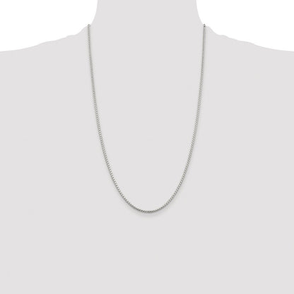Sterling Silver Rhodium-plated 2mm Diamond-cut Round Box Chain