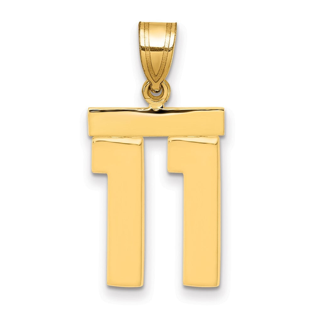 14k Yellow Gold Medium Polished Number 11 Charm Pendant for Women