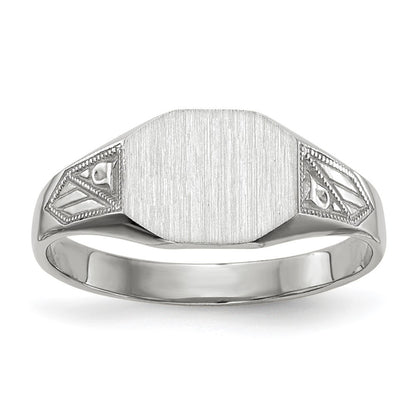 14k White Gold 9.0x7.0mm Closed Back Signet Ring