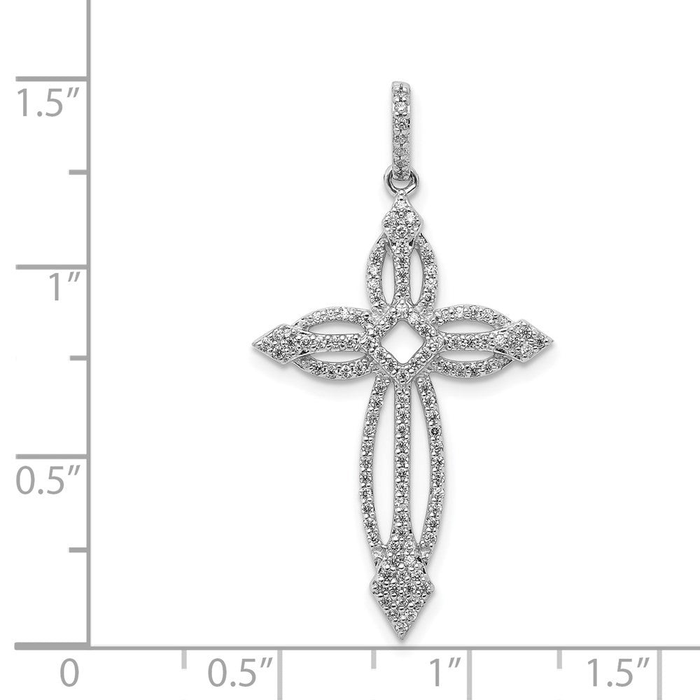14k White Gold 1/3ct. Diamond Fancy Cross Pendant