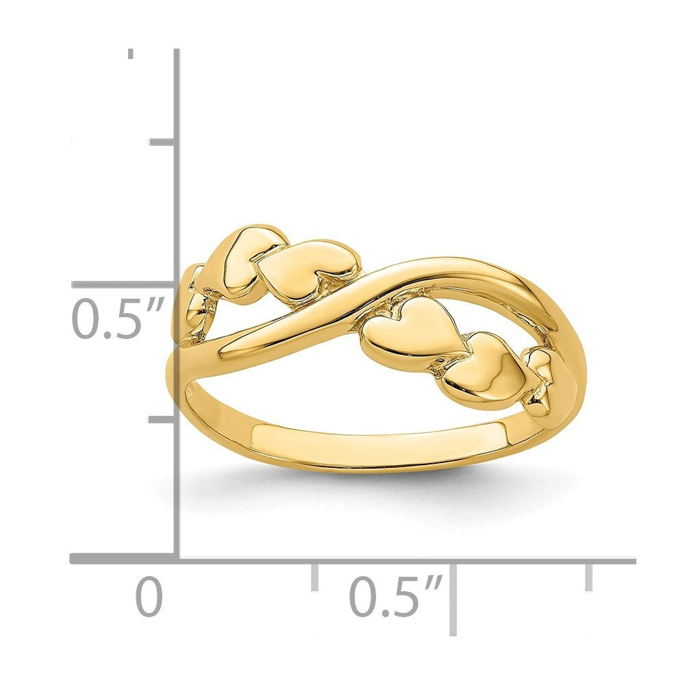 14K Yellow Gold Polished w/ X Design Heart Band Size 7