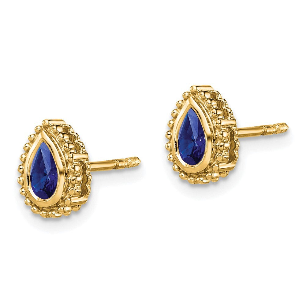 14k Yellow Gold Pear Sapphire Stud Earrings