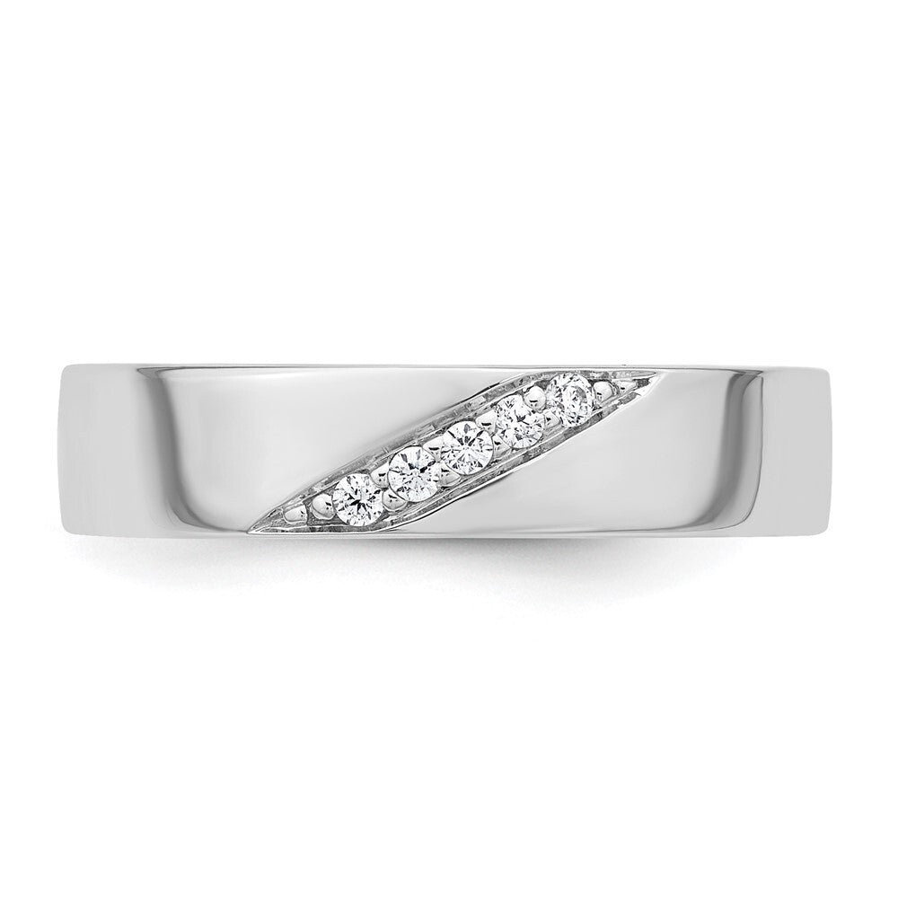 Sterling Silver Rhodium-plated Polished CZ Men's Ring Size 11