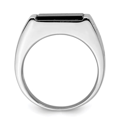 Sterling Silver Rhodium-plated Men's Onyx Ring Size 11