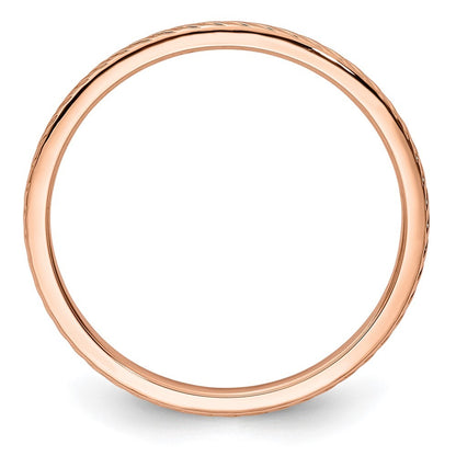 14K Rose Gold 1.2mm Twisted Wire Pattern Stackable Band Ring Size 9.5