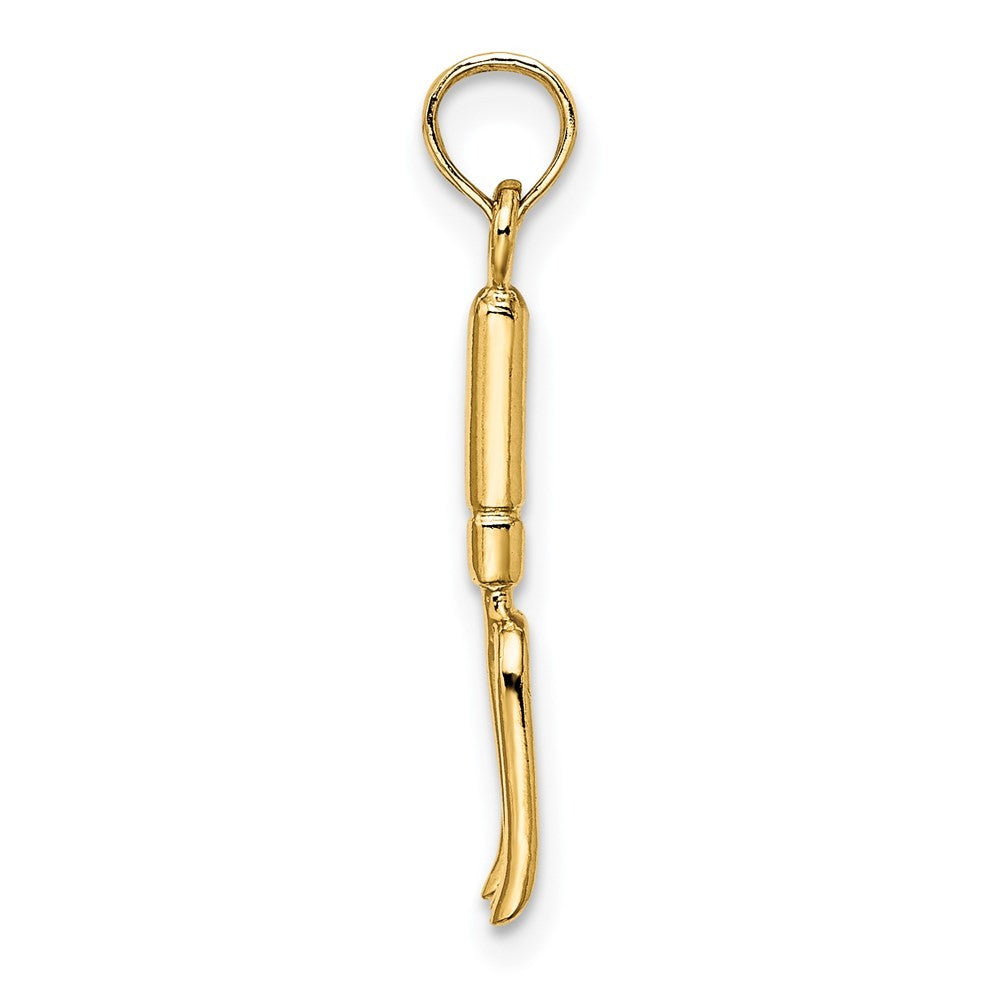 14k Yellow Gold 3-D  Fork Garden Tool Charm