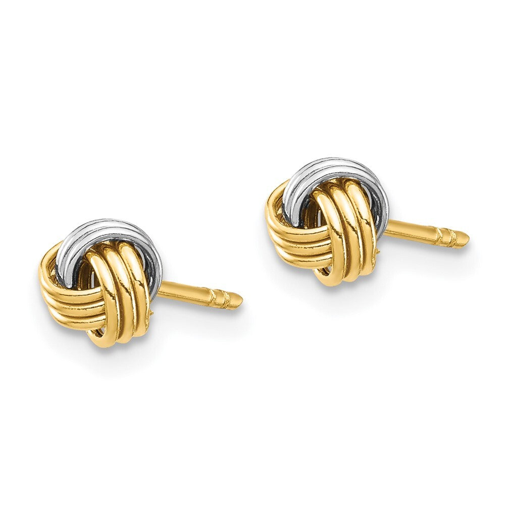 14k Yellow Gold White Rhodium Love Knot Earring Gift for Women