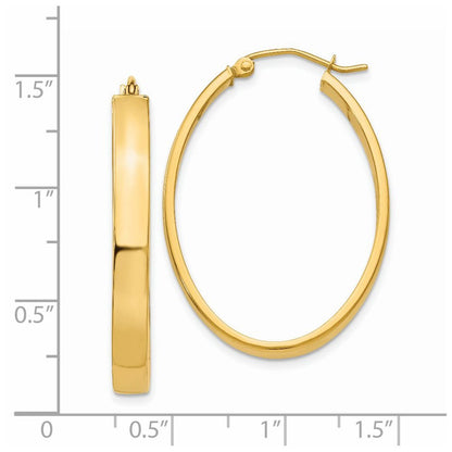 14k Yellow Gold Lightweight Oval Hoop Earrings