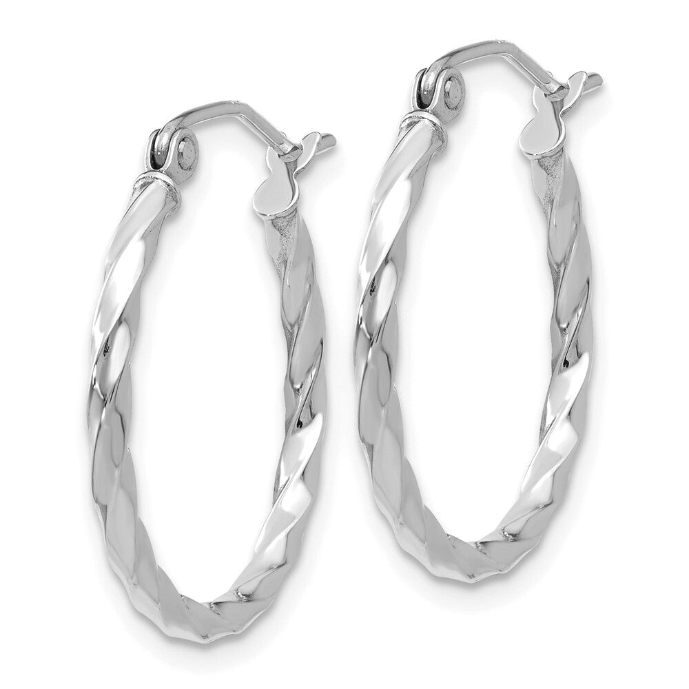 14k White Gold Twist Polished Hoop Earring Gift for Women