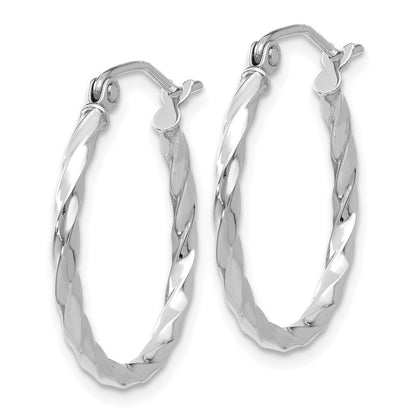14k White Gold Twist Polished Hoop Earring Gift for Women