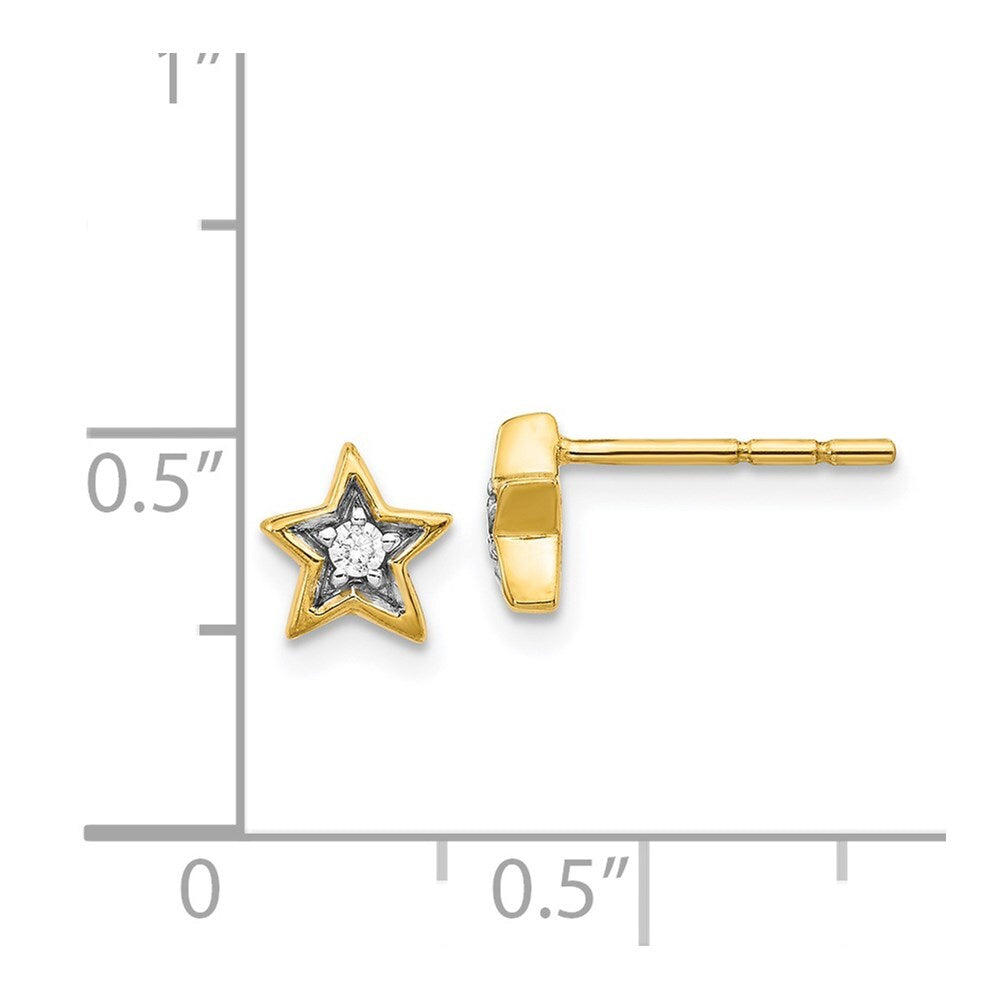 14k Yellow Gold Gold Diamond Star Stud Earrings Gift for Women