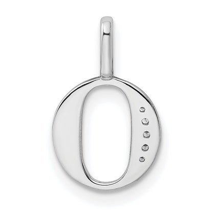 14k White Gold Diamond Letter O Initial Pendant