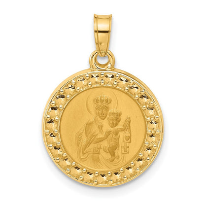 14k Yellow Gold Hollow Our Lady of Mt Carmel Medal