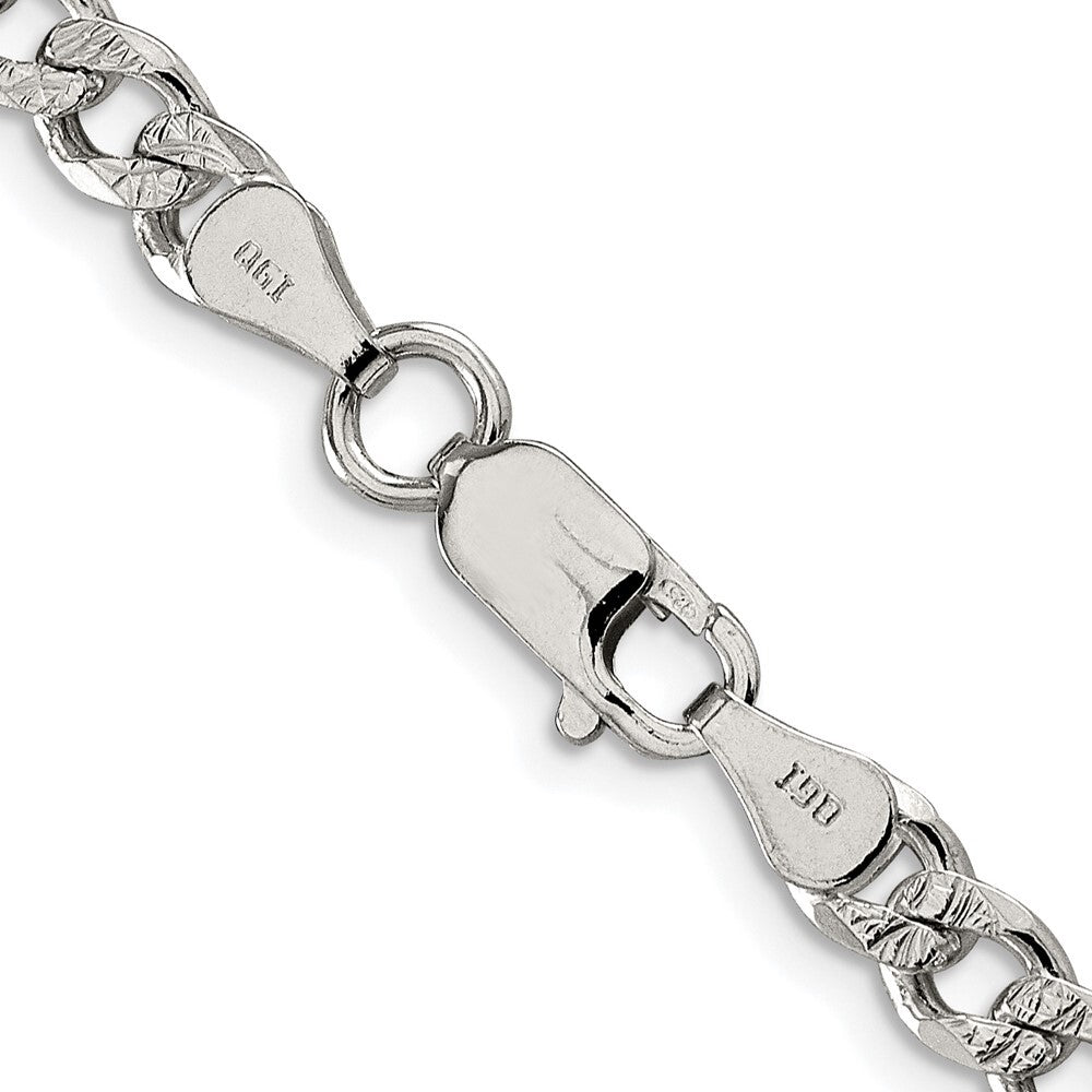 Sterling Silver Rhodium-plated 5.5mm Pav� Curb Chain