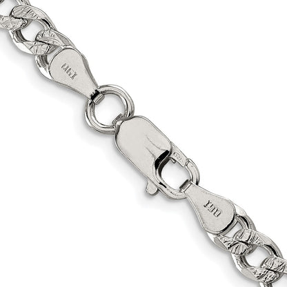 Sterling Silver Rhodium-plated 5.5mm Pav� Curb Chain