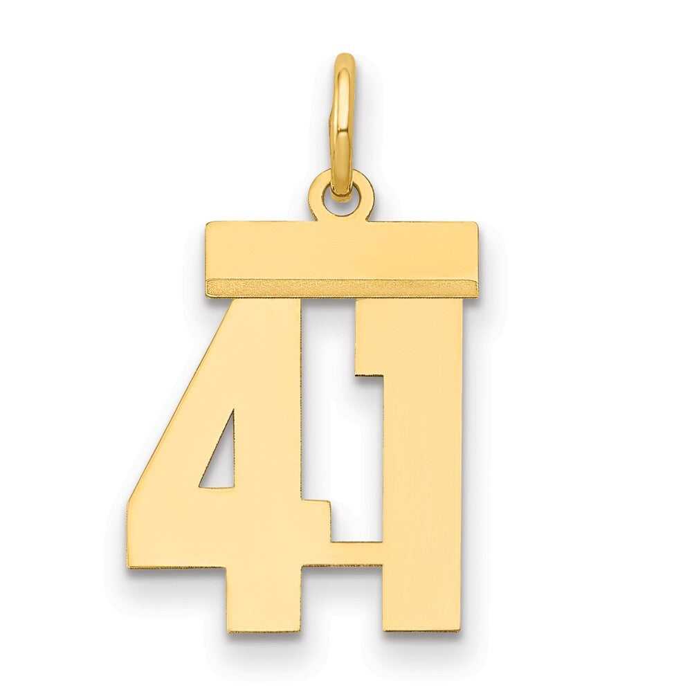 14k Yellow Gold Small Polished Number 41 Charm Pendant for Women