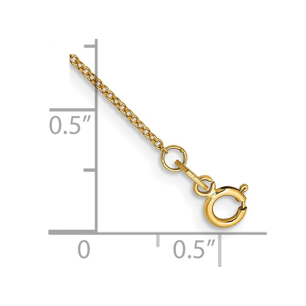 14k Yellow Gold 10 inch .9mm Cable with Spring Ring Clasp Anklet