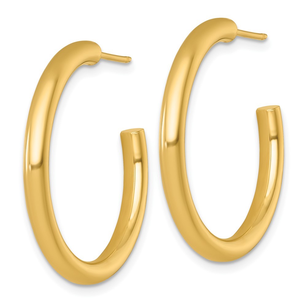 14k Yellow Gold Polished 3.0 x 30mm Tube C-Hoop Earrings
