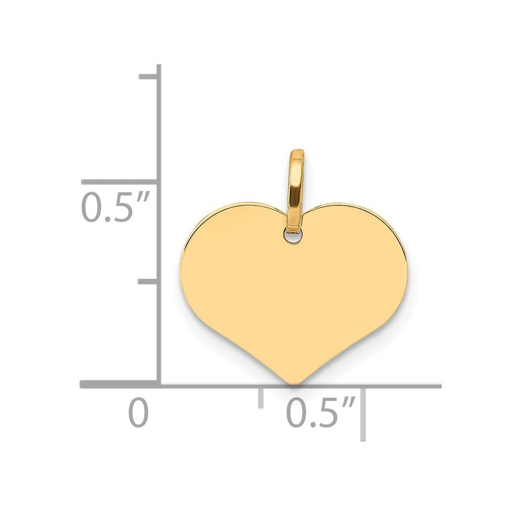 14k Yellow Gold Polished Engravable 14mm Heart Disc Pendant