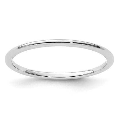14K White Gold 1.2mm Half Round Polished Stackable Band Ring Size 5
