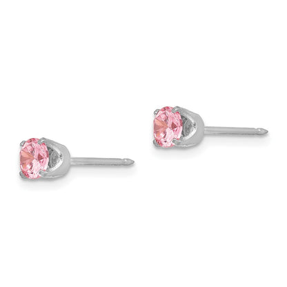 14k White Gold 5mm Pink CZ Earrings