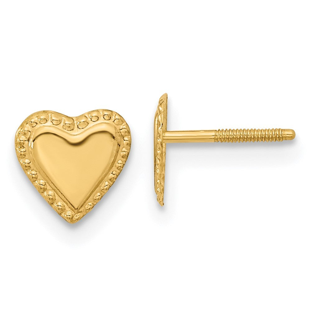 14k Yellow Gold Heart Earrings