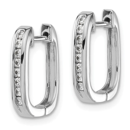14k White Gold Diamond Complete Hinged Hoop Earrings