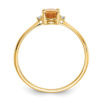 14K Yellow Gold Diamond & Citrine Birthstone Ring