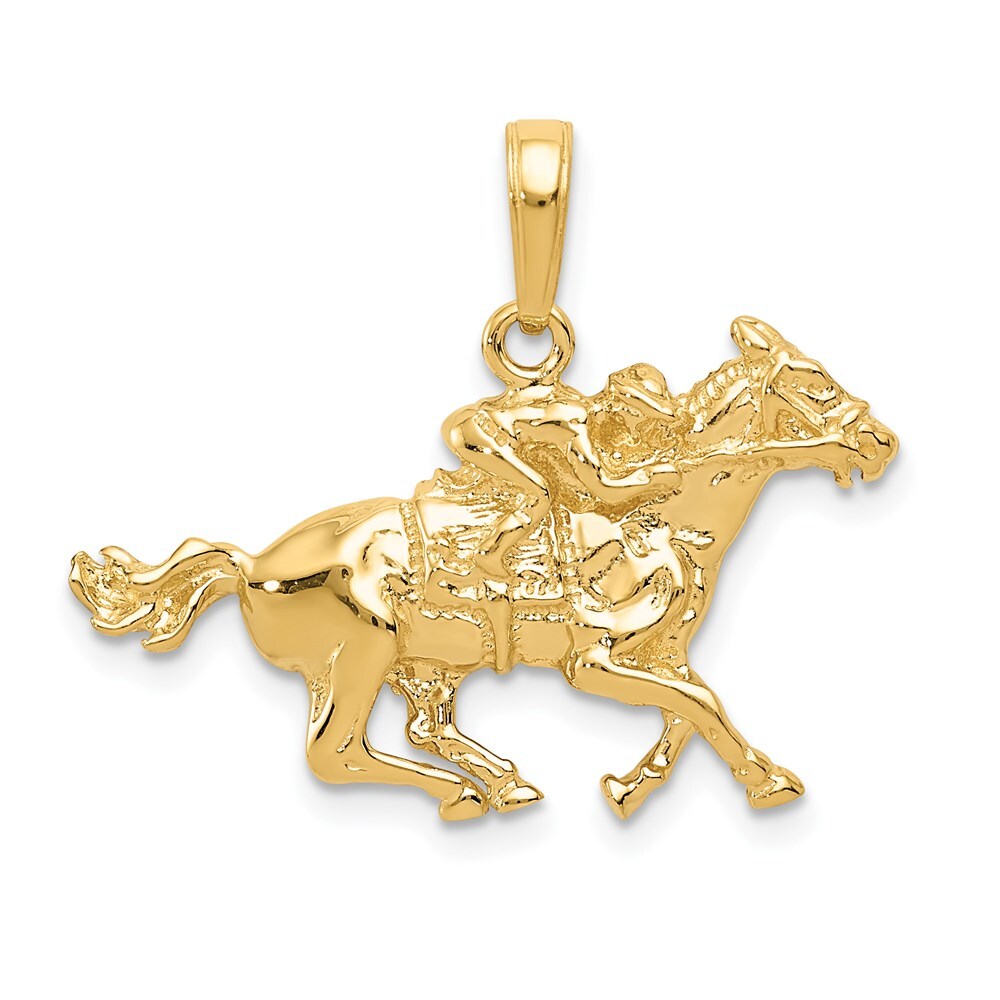 14k Yellow Gold Jockey on Horse Pendant for Women