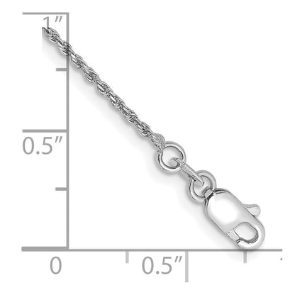 14K White Gold 1.15mm Diamond-cut Rope Chain Bracelet Chain Bracelet 7"