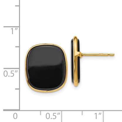 14k Yellow Gold Black Onyx Stud Earrings Gift for Women