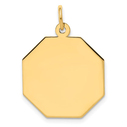 14k Yellow Gold Plain .009 Gauge Engravable Octagonal Disc Charm Pendant