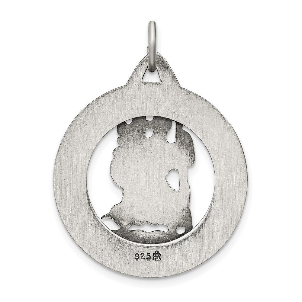 Sterling Silver Antiqued St. Christopher Medal Pendant