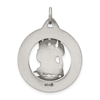 Sterling Silver Antiqued St. Christopher Medal Pendant