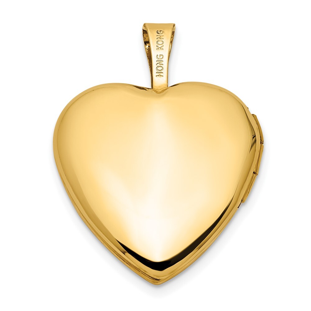 14k Yellow Gold Polished Satin  Enamel 16mm I LOVE YOU Rose Heart Locket Pendant