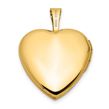 14k Yellow Gold Polished Satin  Enamel 16mm I LOVE YOU Rose Heart Locket Pendant