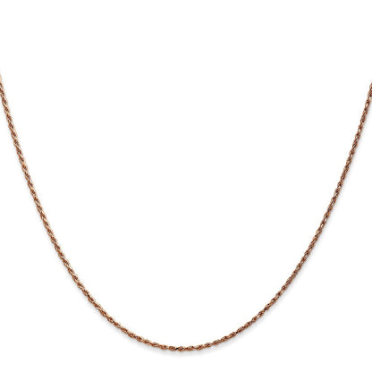 14K Rose Gold 20 inch 1mm Diamond-cut Man Made Rope Chain Necklace