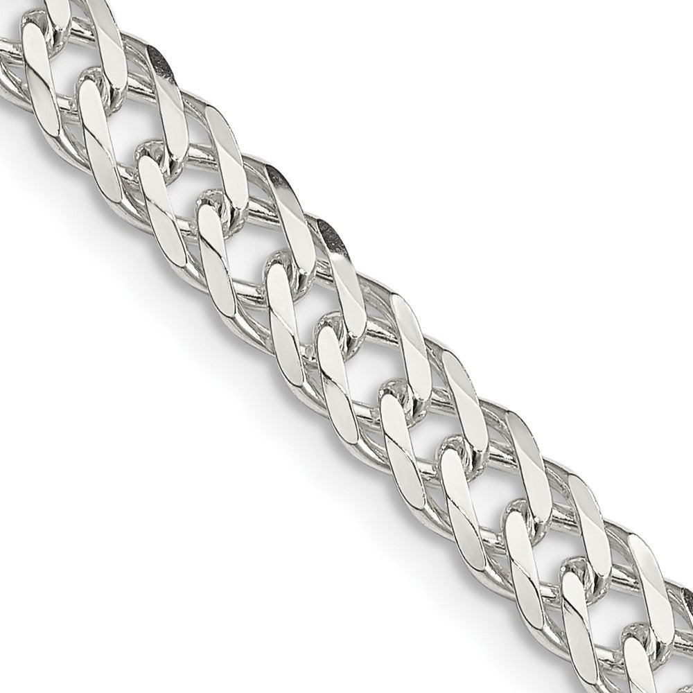 Sterling Silver 5.65mm 6 Side Diamond-Cut Flat Double Curb Chain Necklace