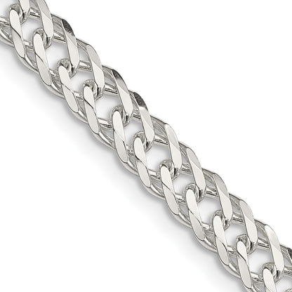 Sterling Silver 5.65mm 6 Side Diamond-Cut Flat Double Curb Chain Necklace